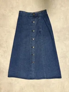 GU デニム ロングスカート Aライン (M)