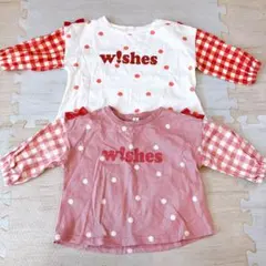 ベビー服 子供服90cm ピンクリボン トップス 水玉模様 チェック柄 女の子