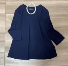 美品　セオリーリュクス　とろみ　ブラウス　ネイビー　36