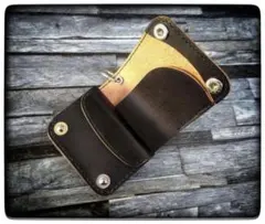 ◆お札を折らない◆トラッカーウォレット　ミニ　◆茶芯ブラックレザー◆