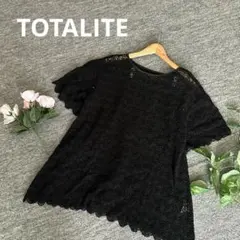 極美品 トータリテ 高級感スカラップ総レースブラウス 綿100% 日本製黒 38のサムネイル