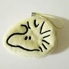 ウッドストック　スヌーピーキャラクター刺繍 コインケース 淡い黄色