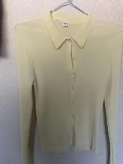UNIQLO リブポロカーディガン イエロー Mサイズ