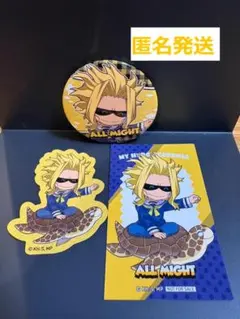 【匿名発送】オールマイト　シーパラ　ヒロアカコラボ　ミニキャラ缶バッジ　カード等