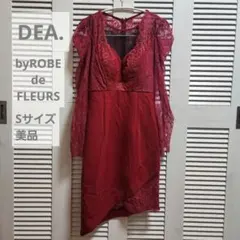 美品DEA.byROBEdeFLEURS キャバドレス 長袖 膝上丈 ボルドー