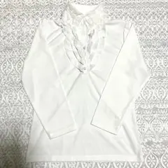 Pleu voir レディース　フリル　レース　ブラウス　長袖　ホワイト