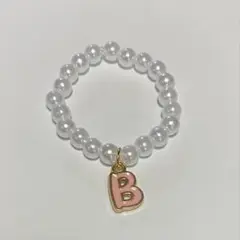 Labubu用10cm パールネックレス Bイニシャルチャーム付き ハンドメイド