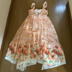 花柄キャミワンピース オレンジ系