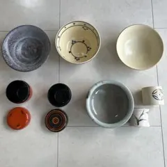 多色手描き陶器茶道具セット