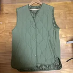 オリーブグリーン キルティングベスト ノースリーブ