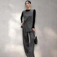 新品✨DAZY 2枚セット カジュアル 無地 タンクトップ パンツ セット 秋冬