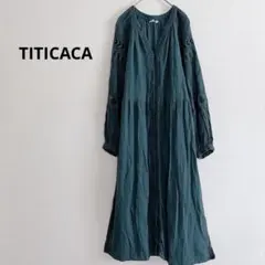 チチカカ　ワンピース　チュニック　シャツワンピ　刺繍　緑　ナチュラル　ネイティブ