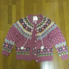 新品未使用ピンクハウス　手編み厚手　リース模様カーディガン　2021秋　ピンク