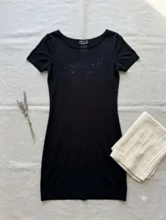 アニエスベー ブラック 短袖 チュニック ビーズ刺繍　ワンピースのサムネイル