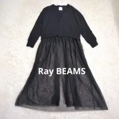 Ray BEAMS チュール キリカエ ロングカーディガン ブラックのサムネイル