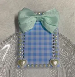 トレカケース 硬質ケース デコ 水色 白 ホワイト パール ミントグリーン