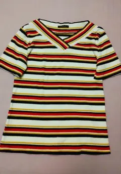 衣類SALE！INGNI ストライプ Vネック 半袖トップス