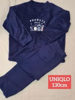 【UNIQLO】PEANUTS フリースパジャマ ネイビー　130cm