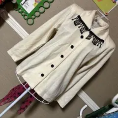 レトロ古着 ビーズ付き襟✦ カットソーシャツ ヴィンテージ 古着