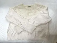 mystic アイボリー ケーブル編み ニット　ショート丈