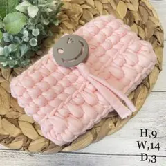 SALE価格♡シンプルピンクポーチ♡ビッグスマイルコンチョ✧ロシアヤーン