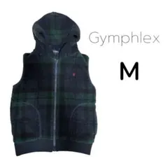ジムフレックス Gymphlex ボアベスト チェック 紺×緑 M レディース