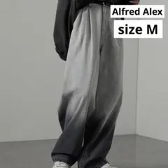 Alfred Alex グラデーションワイドストレートデニムパンツ　メンズ