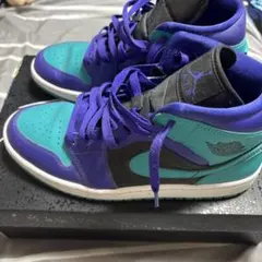 エアジョーダン風 ハイカットスニーカー ターコイズ/パープル