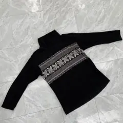 ユニクロ ノルディック柄 ハイネック セーター ブラック Lサイズ 長袖