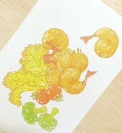 モルモット　小海老　エビフライ　ハガキ　⚠原画ではありません。