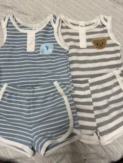 SHEIN ストライプ柄ロンパースセット 6-9M