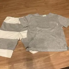 グレーTシャツとストライプパンツのパジャマ140cm