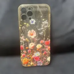 iPhone12/iPhone12pro用 花柄 クリアケース