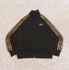 【Y2K】黒金 トレフォイル刺繍ロゴ アディダスオリジナルス トラックジャケット