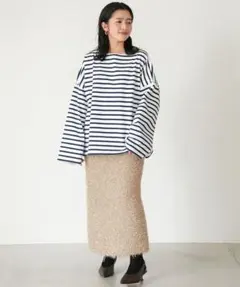 秋物★美品★スローブイエナ ラメニットスカート 定価18,700円 ゴールド