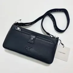 カルバンクライン ショルダーバッグ ウォレット 財布 エンボスロゴ シンプル 黒