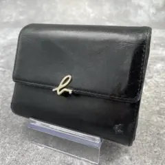 【美品】agnes.b アニエスベー　折り財布　黒　ロゴ金具　レザー