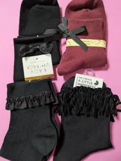 チュチュアンナ他☆フリンジ＆＆リボン＆フリル靴下4点セット22〜25☆新品未使用