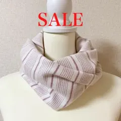 スヌード　赤ストライプ　コットン薄起毛　播州織　ハンドメイド