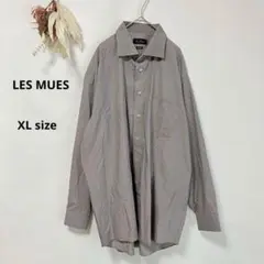 レミュー　LES MUES ワイシャツ　長袖　グレージュブラウン　大きいサイズ