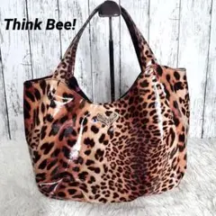 【Think Bee!】ハンドバッグ　ビニール　ヒョウ柄　内側ハート♡