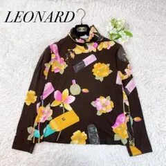 LEONARD SPORT レオナール ストレッチ ハイネックカットソー 花柄 LEONARD SPORT レオナール ストレッチ ハイネックカットソー 花