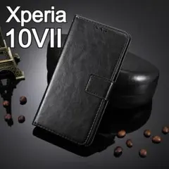 Xperia 10VII 手帳型 ブラック スマホケース