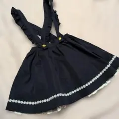 axes femme kids ネイビー フリル　サスペンダースカート