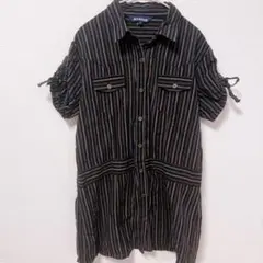 ✨美品✨ 【L】 アバリス ストライプ柄 半袖チュニック ブラウスのサムネイル