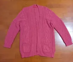 美品　アプワイザーリッシェ　着流し風　ニットコート　赤　ローズピンク　モヘヤ