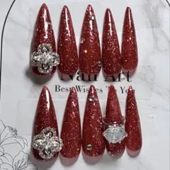 韓国　ギャル　バレンタイン　ネイル　ロング　スナ系　量産型　y2k ワンホン