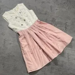 【Chesty】チェスティ（0）ビジュー 総柄 花柄 刺繍 フレア ワンピース