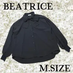 100〚BEATRICE〛 ボウタイブラウス ネイビー Mサイズ インナー付のサムネイル