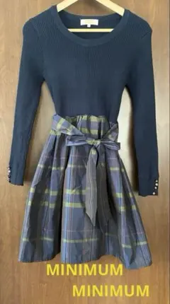 ♡ミニマムミニマム リブニットドッキングワンピース ウエストリボン２次会